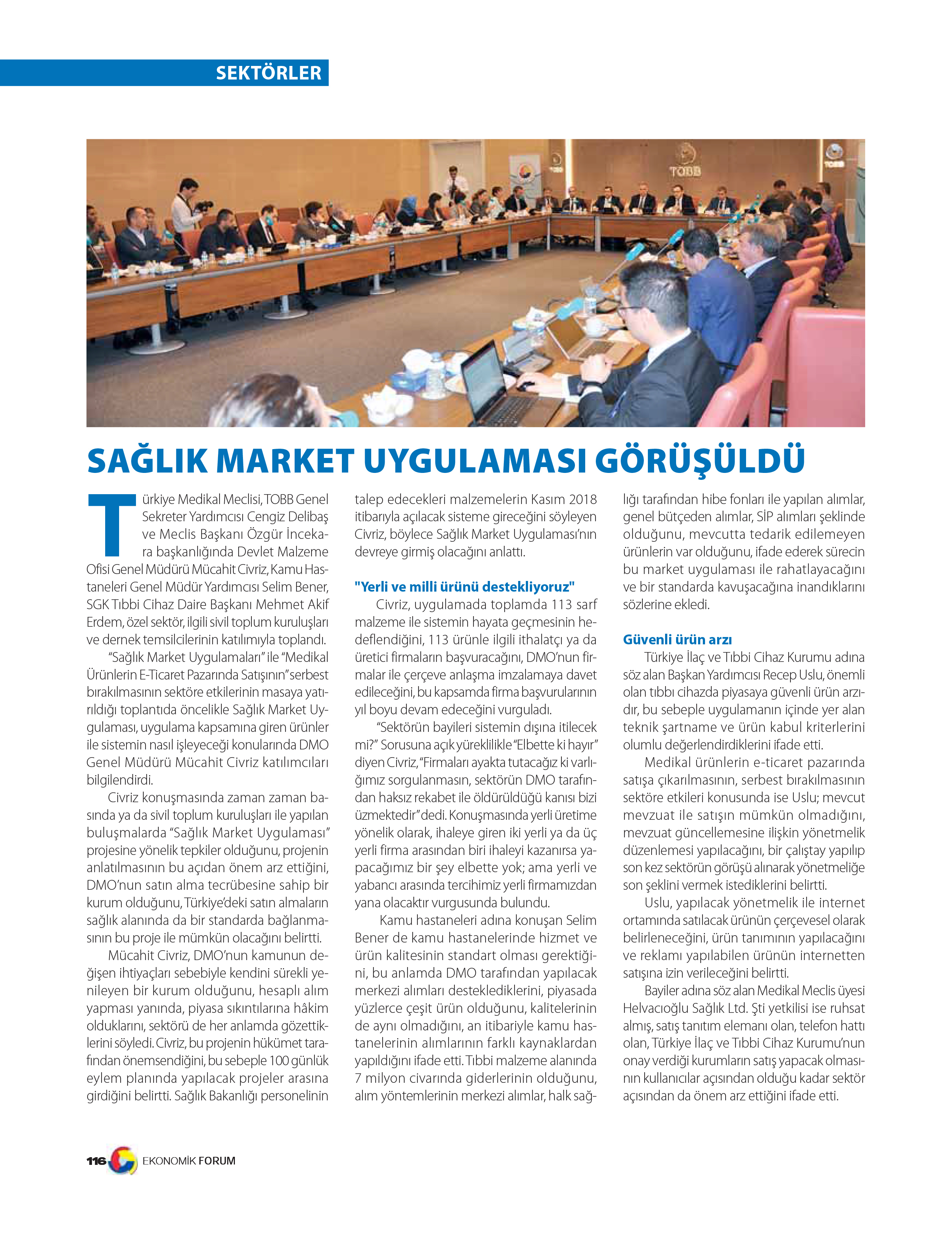 TOBB Ekonomik Forum Dergisi -Sağlık Market Uygulaması