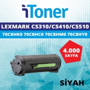 İTONER TMP-70C8HK0 LEXMARK CS310/CS410/CS510 4000 Sayfa SİYAH MUADIL Lazer Ya...
