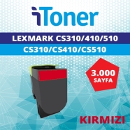 İTONER TMP-70C8HM0 LEXMARK CS310/CS410/CS510 3000 Sayfa KIRMIZI (MAGENTA) MUA...