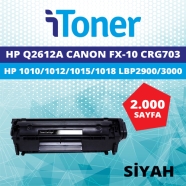 İTONER TMP-Q2612A HP Q2612A/FX-10/CRG-703 2000 Sayfa SİYAH MUADIL Lazer Yazıc...