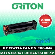 ORİTON TME-CF411A HP CRG-046/CF411A 2300 Sayfa MAVİ (CYAN) MUADIL Lazer Yazıc...