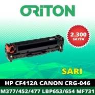 ORİTON TME-CF412A HP CRG-046/CF412A 2300 Sayfa SARI (YELLOW) MUADIL Lazer Yaz...