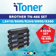 İTONER TMP-466-SET BROTHER TN466BK/TN466C/TN466M/TN466 KCMY 18500 Sayfa RENKL...