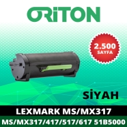 ORİTON TME-51B5000 LEXMARK MS/MX317/417/517/617 51B5000 2500 Sayfa SİYAH MUAD...
