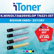 İTONER TMP-TN221-SET KONICA MINOLTA & DEVELOP TN221K/TN221C/TN221M/TN221Y KCM...