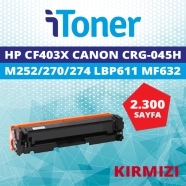 İTONER TMP-CF403X HP CF403X/CRG-045H 2300 Sayfa KIRMIZI (MAGENTA) MUADIL Laze...