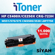 İTONER TMP-CE400X HP CE400X/CE250X/CRG-723H 11000 Sayfa SİYAH MUADIL Lazer Ya...