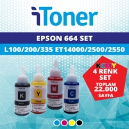 İTONER TMP-664-SET EPSON T6641/T6642/T6643/T6644 KCMY 22000 4 RENK ( MAVİ,SİY...