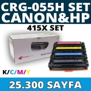 KOPYA COPIA YM-CRG055H/415X-KCMY-SET CANON CRG055H-KCMY-SET-25,3K 25300 Sayfa...