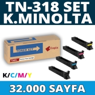 KOPYA COPIA YM-TN318-SET KONICA MINOLTA TN318-SET 32000 Sayfa 4 RENK ( MAVİ,S...