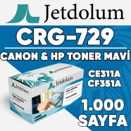 JETDOLUM JET-CRG729CY CANON CE311A/CF351A/CRG-729 1000 Sayfa MAVİ (CYAN) MUAD...