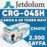 JETDOLUM JET-CRG045HCY CANON CF401X/CRG-045H 2300 Sayfa MAVİ (CYAN) MUADIL La...