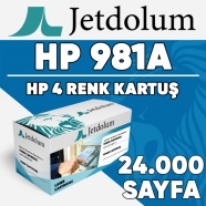 JETDOLUM JET-981A-TAKIM HP 981A KCMY 24000 4 RENK ( MAVİ,SİYAH,SARI,KIRMIZI )...