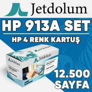 JETDOLUM JET-913A-TAKIM HP PageWide 913A KCMY 12000 4 RENK ( MAVİ,SİYAH,SARI,...