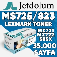 JETDOLUM JET-MS725X LEXMARK MS725/MS823/MX721/MX722/585X 35000 Sayfa SİYAH MU...