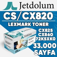 JETDOLUM JET-72K5XK0 LEXMARK CS820/CX820/CX825/CX860-72K5XK0 33000 Sayfa SİYA...