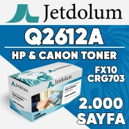 JETDOLUM JET-Q2612A HP Q2612A/FX-10/CRG-703 2000 Sayfa SİYAH MUADIL Lazer Yaz...