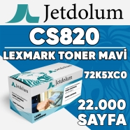 JETDOLUM JET-72K5XC0 LEXMARK CS820-72K5XC0 22000 Sayfa MAVİ (CYAN) MUADIL Laz...