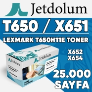 JETDOLUM JET-T650A LEXMARK T650 / T650H11E & X651/652/654 25000 Sayfa SİYAH M...