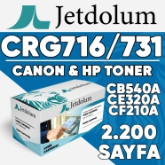 JETDOLUM JET-CRG731BK CANON CB540A/CE320A/CF210A/CRG-716 2200 Sayfa SİYAH MUA...