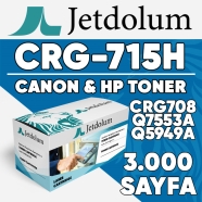 JETDOLUM JET-CRG715 CANON Q7553A/Q5949A & CRG-715/CRH-708 3000 Sayfa SİYAH MU...