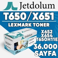 JETDOLUM JET-T650H LEXMARK T650 / T650H11E & X651/652/654 36000 Sayfa SİYAH M...