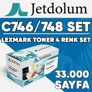 JETDOLUM JET-C746-TAKIM LEXMARK C746/C748 KCMY 33000 Sayfa 4 RENK ( MAVİ,SİYA...