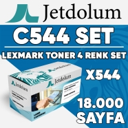 JETDOLUM JET-C/X544-TAKIM LEXMARK C544/X544 KCMY 18000 Sayfa 4 RENK ( MAVİ,Sİ...