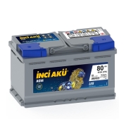 İNCİ ( 1012433 ) 12 V 80 Ah C20 AGM LEO SULU Akü