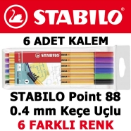 STABILO 0,4 mm İnce Keçe Uçlu Kalem Seti Point 88/6 Fineliner Keçe Uçlu Kalem