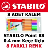STABILO 0,4 mm İnce Keçe Uçlu Kalem Seti Point 88/8-01 Keçe Uçlu Kalem