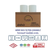 PAKLİSA LİSA-İÇTK4000 Mini Eco 12'li İÇTEN ÇEKMELİ İÇİN RULO 30 g/m² ÇİFT KAT...