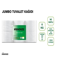 MYHOUSE MY1003 JUMBO TUVALET KAĞIDI 6KG 12'li RULO 32 g/m² ÇİFT KAT Tuvalet K...