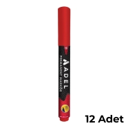 ADEL 4201980032000 Permanent M. 2019, Yuv.Uç, Kırmızı 12 li Kalıcı Yazı Kalemi