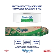 ROYALE ROYALE2007 İÇTEN ÇEKMETUVALET KAĞIDI 6 lı 4 KG 6'lı RULO 34 g/m² ÇİFT ...