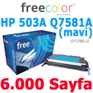 FREECOLOR 3800C-FRC HP 503A Q7581A 6000 Sayfa CYAN MUADIL Lazer Yazıcılar / F...