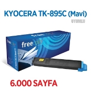 FREECOLOR TK895C-FRC KYOCERA TK-895 C Mavi (Cyan) 6000 Sayfa CYAN MUADIL Laze...