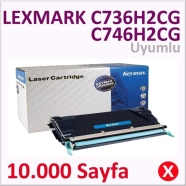 KEYMAX 350412-042004 LEXMARK C736H2CG - C746H2CG 10000 Sayfa CYAN MUADIL Laze...