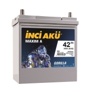 İNCİ ( 1011180 ) 12 V 42 Ah C20 MAXIM A GORİLLA SULU Akü