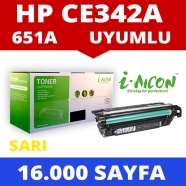 I-AICON C-CE342A HP CE342A 16000 Sayfa YELLOW MUADIL Lazer Yazıcılar / Faks M...