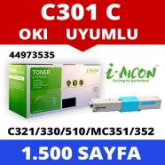 I-AICON C-C301C (44973535) OKI 44973535/C301C 1500 Sayfa CYAN MUADIL Lazer Ya...