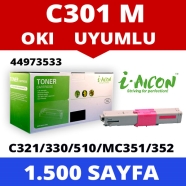 I-AICON C-C301M (44973534) OKI 44973534/C301M 1500 Sayfa MAGENTA MUADIL Lazer...