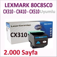 KEYMAX 0000-351503-042004 LEXMARK 80C8SC0 2000 Sayfa CYAN MUADIL Lazer Yazıcı...