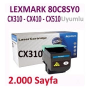 KEYMAX 0000-351503-044004 LEXMARK 80C8SY0 2000 Sayfa YELLOW MUADIL Lazer Yazı...