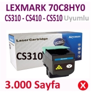 KEYMAX 0000-351523-044004 LEXMARK 70C8HY0 3000 Sayfa YELLOW MUADIL Lazer Yazı...