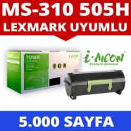 I-AICON 50F5H00-505H LEXMARK 50F5H00/505H 5000 Sayfa SİYAH-BEYAZ MUADIL Lazer...
