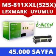 I-AICON 52D5X00-525X LEXMARK 52D5X00/525X 45000 Sayfa SİYAH-BEYAZ MUADIL Laze...