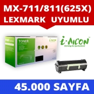 I-AICON 62D5X00-625X LEXMARK 62D5X00/625X 45000 Sayfa SİYAH-BEYAZ MUADIL Laze...