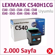 KEYMAX 0000-350616-042004 LEXMARK C540H1CG 2000 Sayfa CYAN MUADIL Lazer Yazıc...
