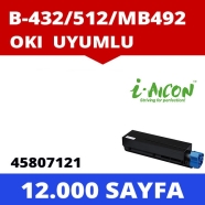 I-AICON C-B432 OKI 45807121 12000 Sayfa SİYAH-BEYAZ MUADIL Lazer Yazıcılar / ...